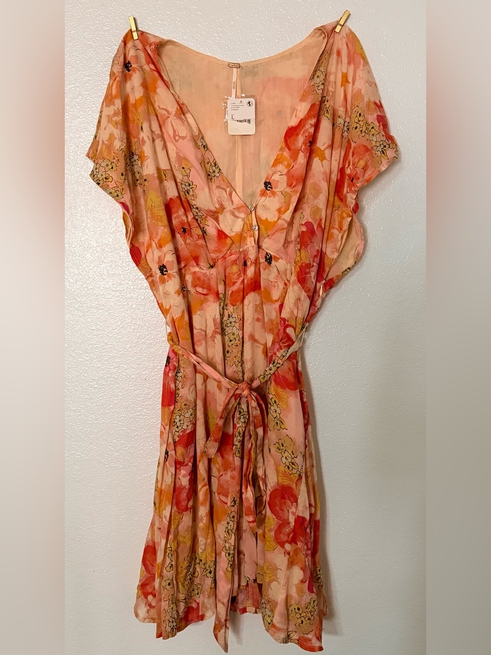 Free People Fruit Punch Floral Asymmetrical Mini Dress NWT L